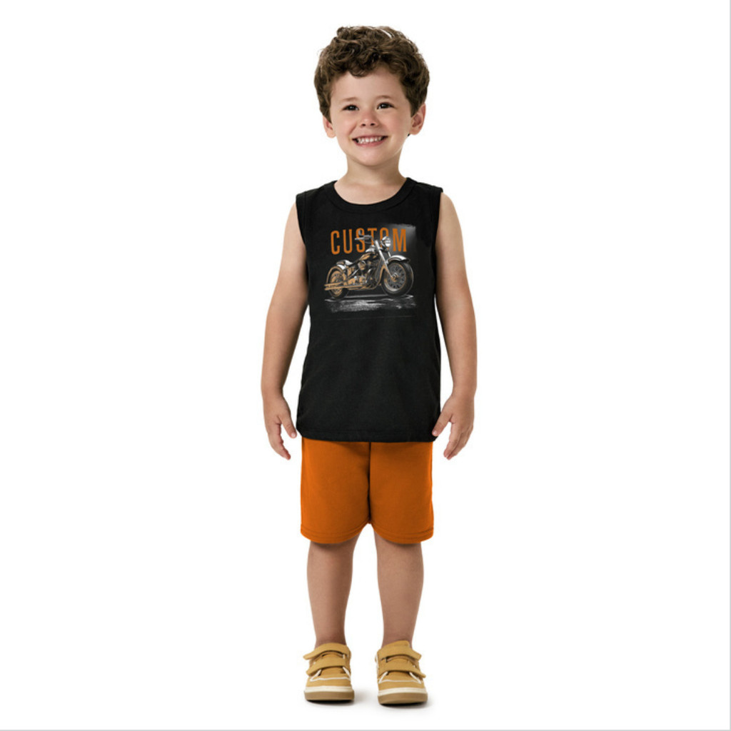 roupa infantil conjunto kyly menino em  malha bermuda em moletom  100% ALGODÂO