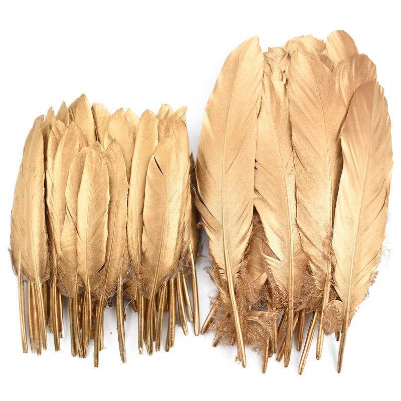 10 Pçs/Lote Prime Ouro Prata Penas De Ganso Para Artesanato Pato Peru Decoração Dourada Chapéus Joias Acessórios De Vaso