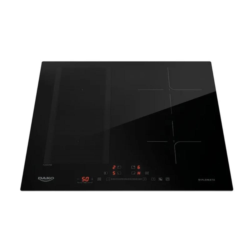 Cooktop de Indução 4 Bocas Dako Diplomata com Zona Flexível e Vidro Cerâmico 220V Preto