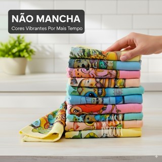 Kit 10 Panos de Prato BARATO 100% Algodão (Opção Kit 5) em Oferta na Shopee