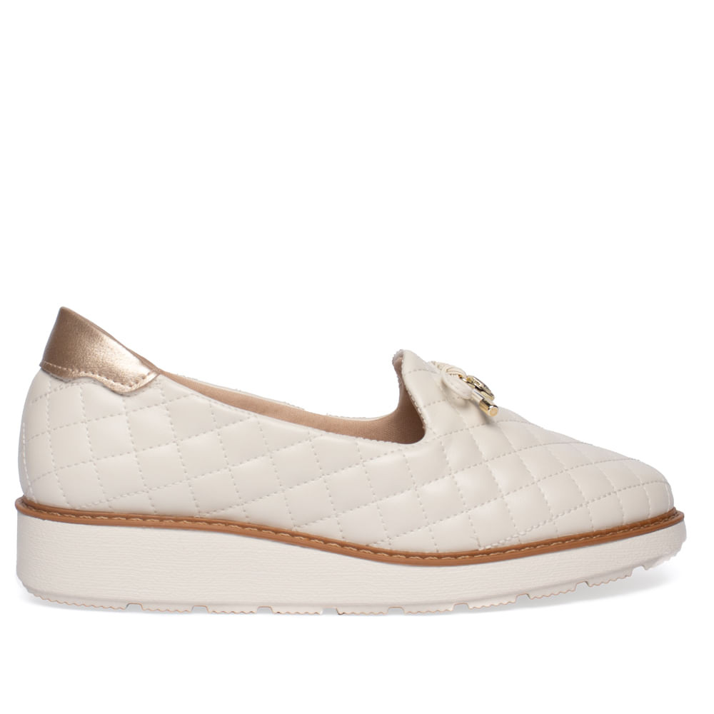 Mocassim Feminino Modare Napa Matelassê Off White em Oferta na Shopee