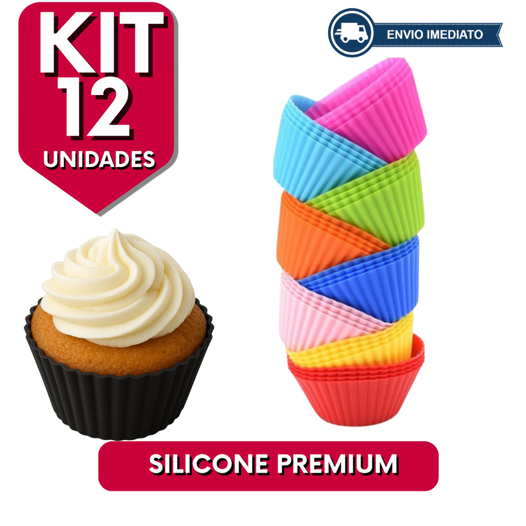 Jogo 12 Forma de CupCake Silicone Forminha para Airfryer Forminha Assadeira Mini Bolo