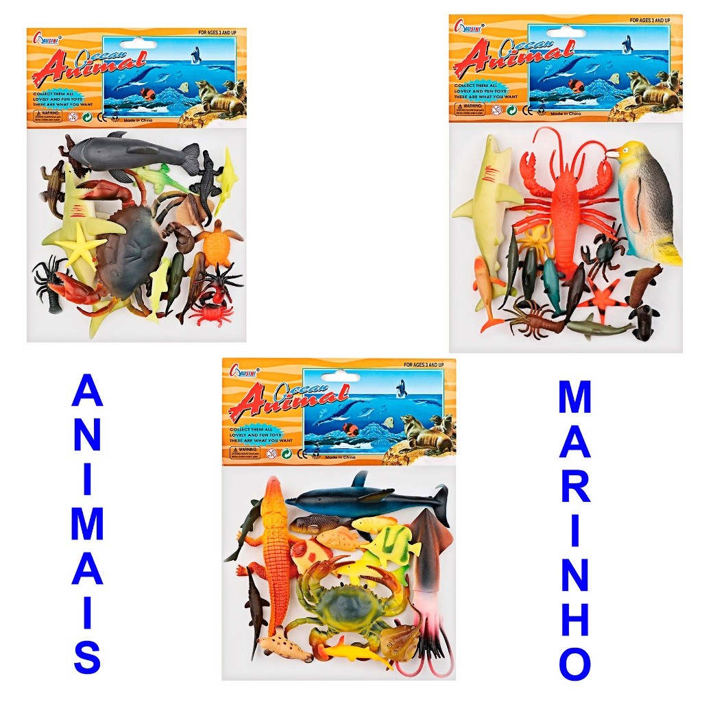 KIT DE ANIMAIS MARINHO - 1 KIT 3 MODELOS - 2310 em Oferta na Shopee