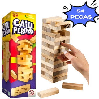 Brinquedo Jogo Caiu Perdeu 54 Peças Desenvolve Coordenação Motora e Equilibrio
