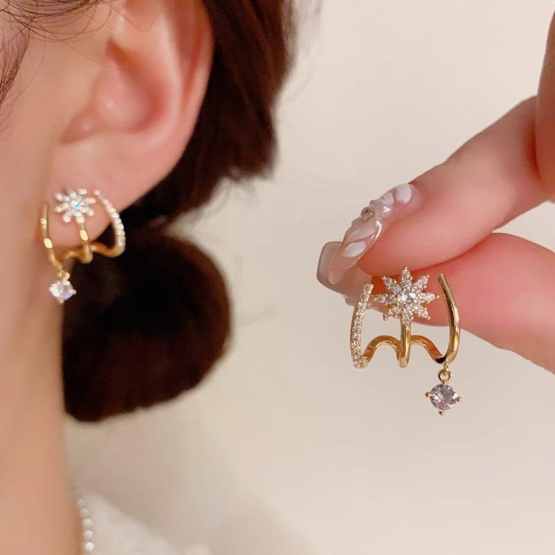 Vintage Feminino Bling Balançar Zircone Orelha Studs Piercing Brincos Acessório em Oferta na Shopee