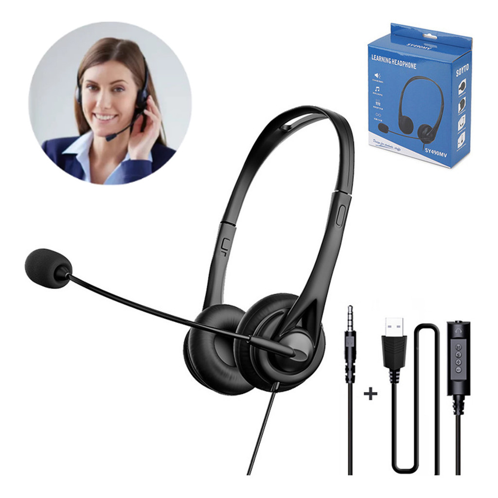 Fone De Ouvido USB Com Fio Para Call Center Com Microfone E Fone De Ouvido De Telemarketing Para Casa E Escritório