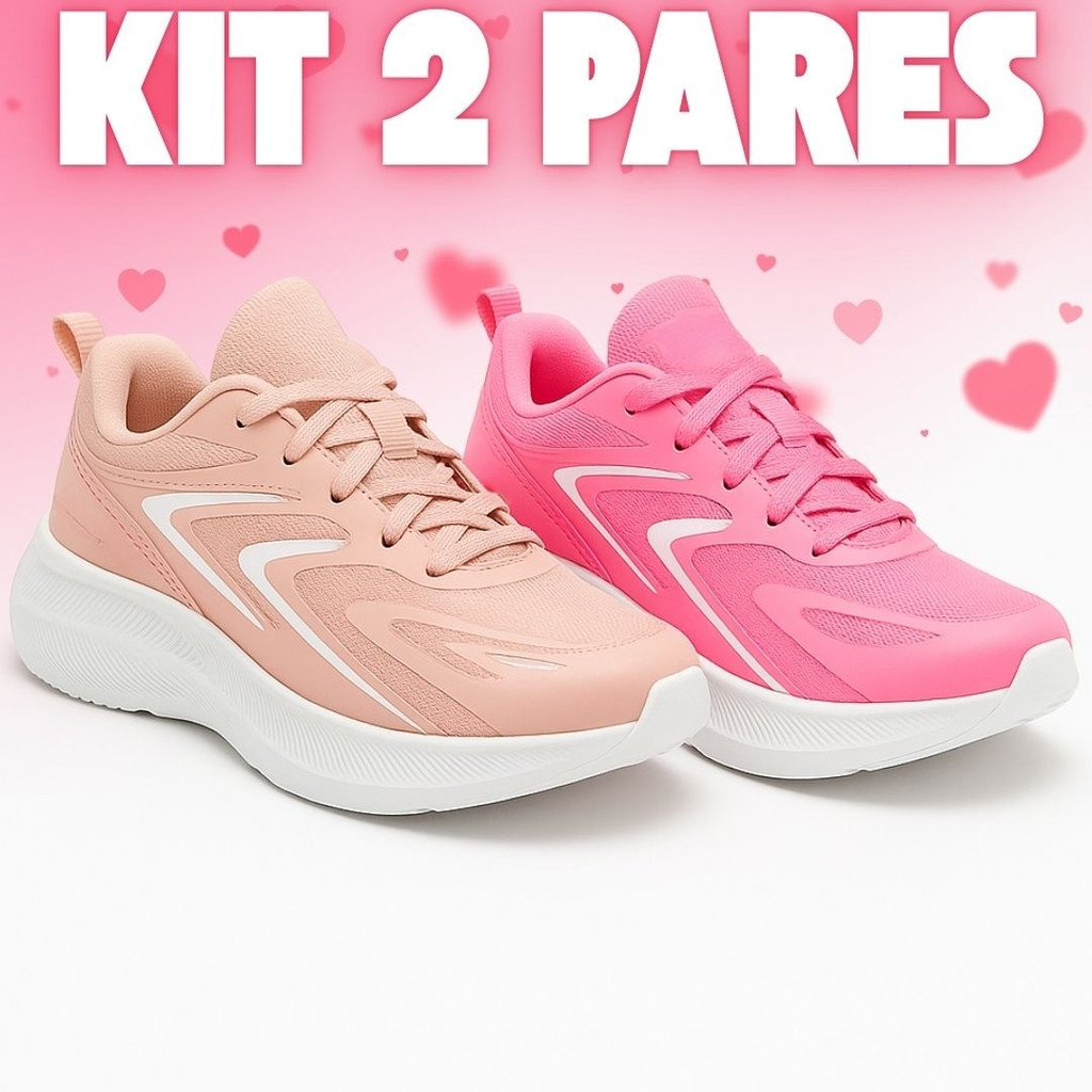 Kit 2 Pares Tênis Infantil Menina Escolar e Confortável - Lançamento em Oferta na Shopee