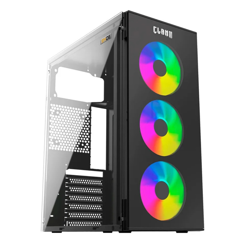 Gabinete Gamer Smog Com 3 Fans Rgb Led Vidro Temperado ATX Micro ATX Mini ITX Mid Tower Clanm