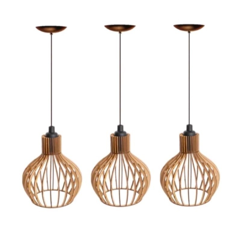 kit 3 Pendente Luminária de teto lustre para qualquer ambiente em MDF em Oferta na Shopee