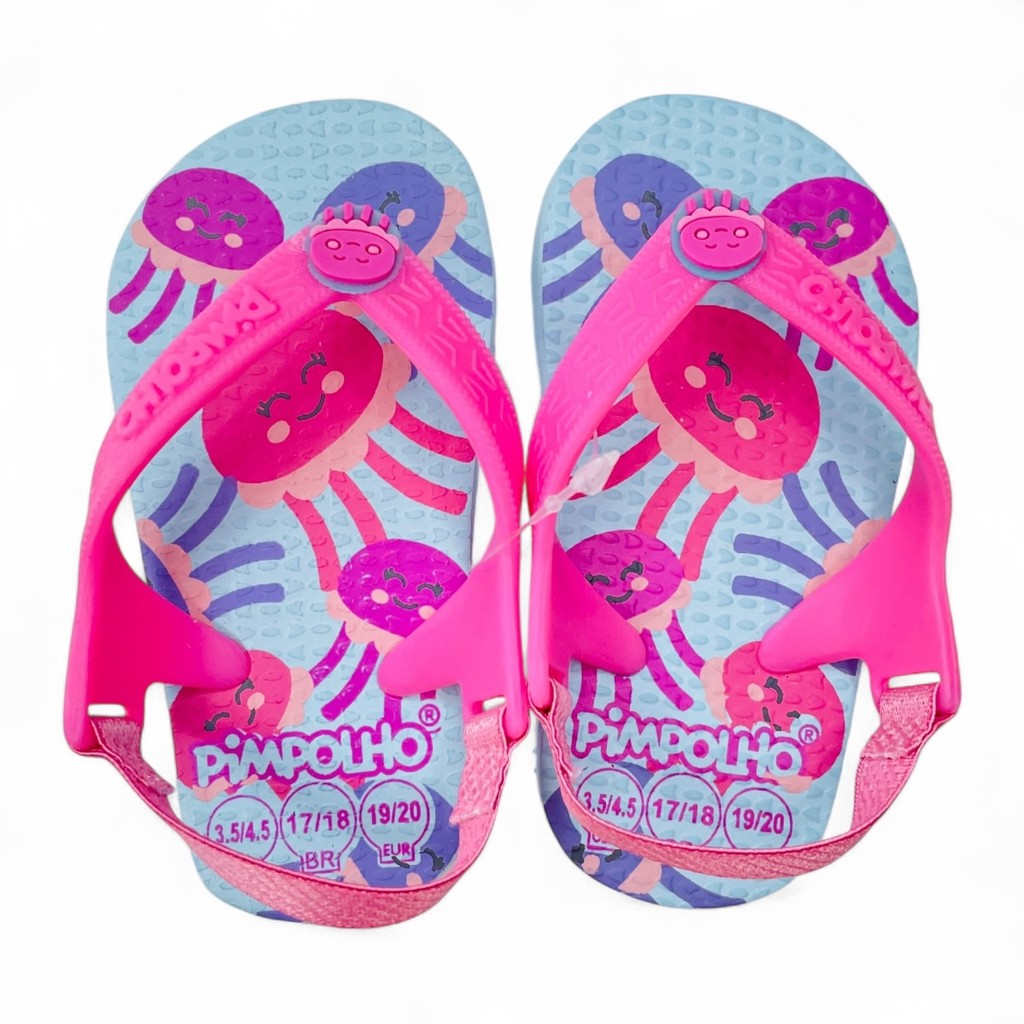 Chinelo Bebê Infantil c/Elástico Pimpolho Menina Tam 17 a 23 Água Viva