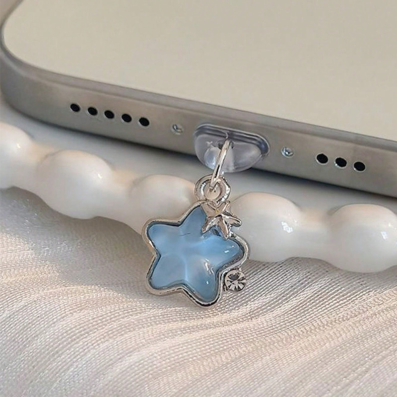 1 Pçs Diamante Estrela Telefone Poeira plug Acessórios Decoração Pendurado Pingente Para iPhone Samsung Tipo-C Porta De