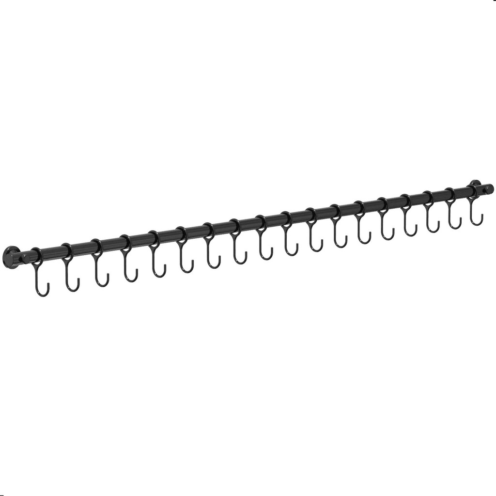 Porta Utensílios E Talheres 100cm Com 18 Ganchos Preto FS