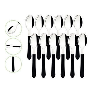 Kit 6, 9, 12 ou 24 Colheres De Mesa Leme Tramontina Aço Inox E Cabo Preto em Oferta na Shopee