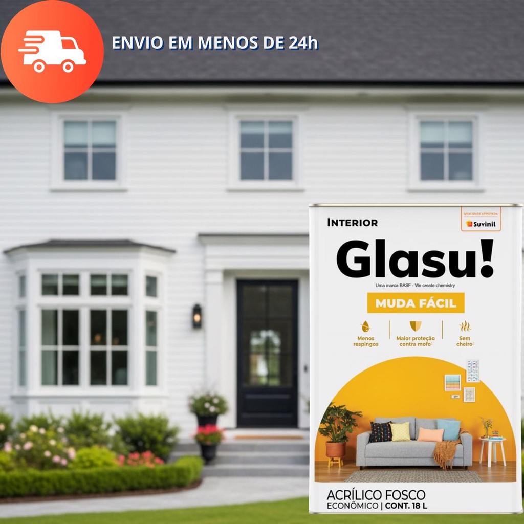 TINTA ACRÍLICA MUDA FÁCIL BRANCO 18L GLASU em Oferta na Shopee