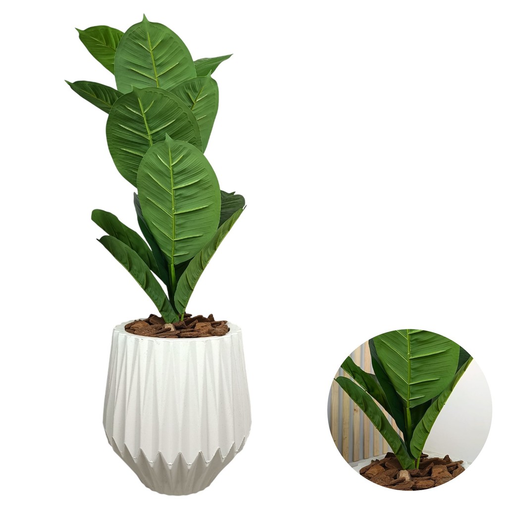 Planta Ficus Artificial Jiboia Com Vaso Origami Polietileno