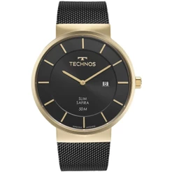 RELÓGIO TECHNOS MASCULINO SLIM PRETO DOURADO GM17AB/1P