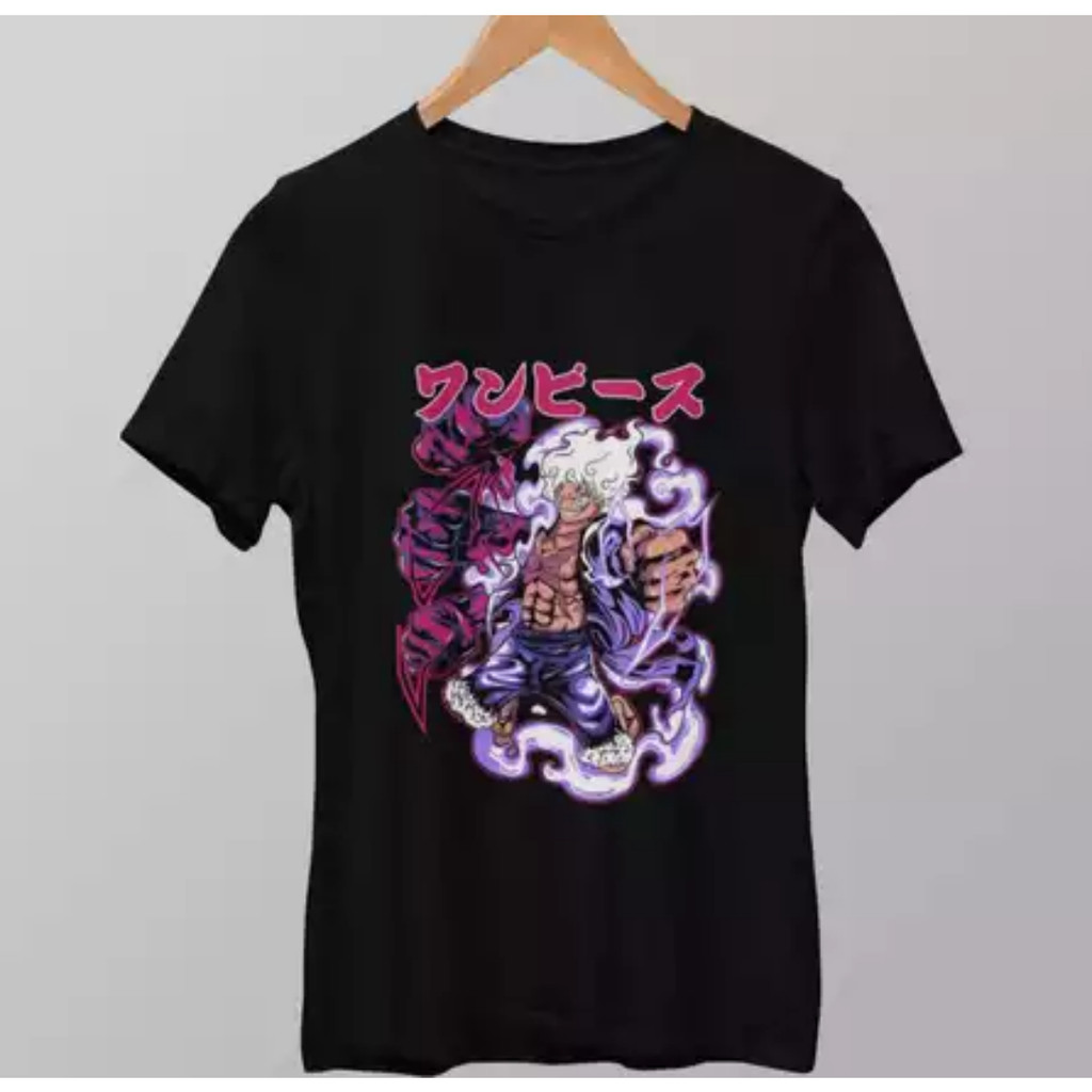 Camiseta Casual Masculina De Algodão Grande Com Estampa Do Luffy's Fifth Gear Do Anime "One Piece"