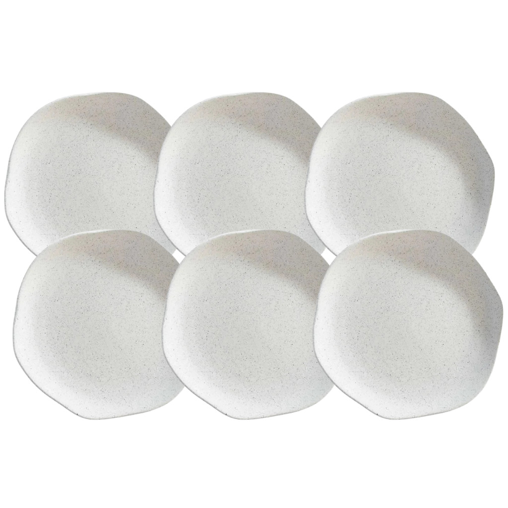 Jogo de Pratos Sobremesa 20cm Kit 6 Peças Orion Offwhite Florarte