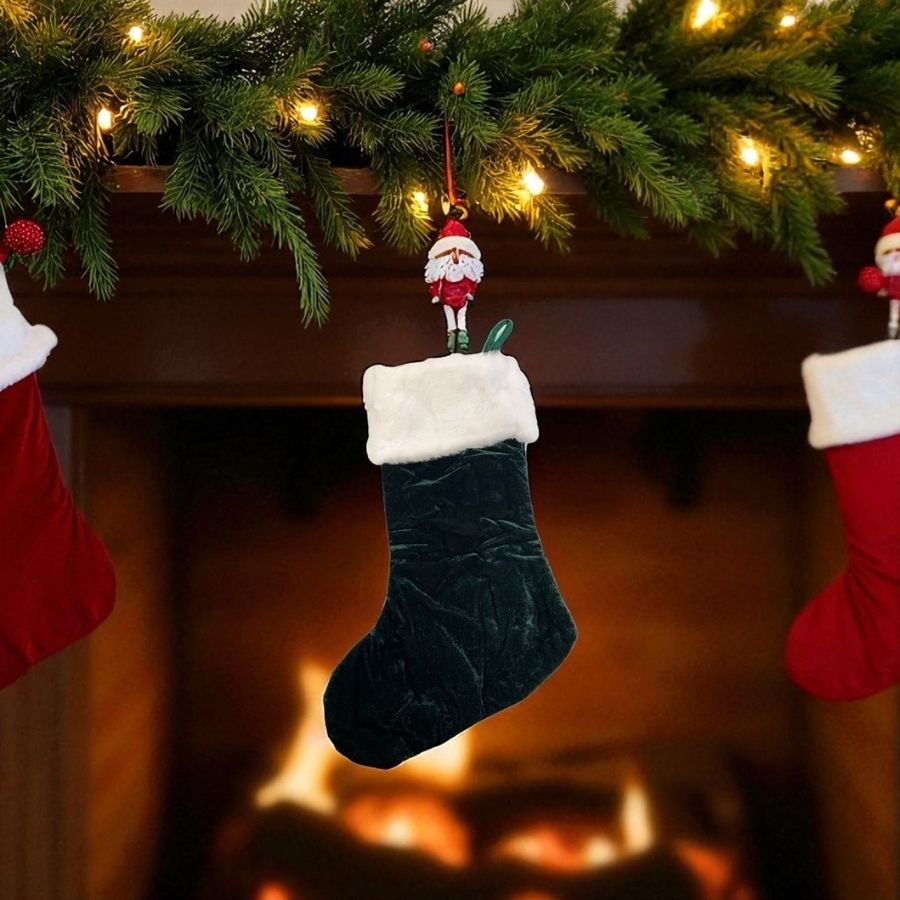 Meia de Natal para Pendurar - Verde - 47x27x20cm - 1 unidade - Rizzo