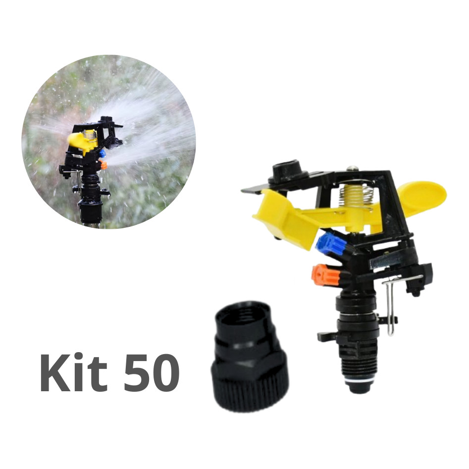 Kit 50 Aspersor Setorial 3/4 De Impacto Irrigador Espiga