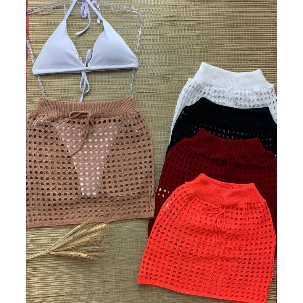 Saída De Praia Mini Saia Furão Tendencia Moda Praia Piscina em Oferta na Shopee