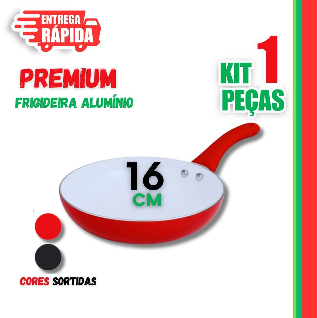 01 Unidade - Frigideiras Antiaderente De Cerâmica Cabo De Silicone Premium 16CM Utilidades