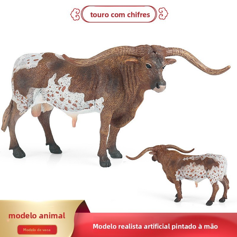 Brinquedo de Vaca Simulada Modelo de Animal Selvagem Touro de Chifres Longos Vaca de Plástico Touro Bovino Ornamento Dec em Oferta na Shopee