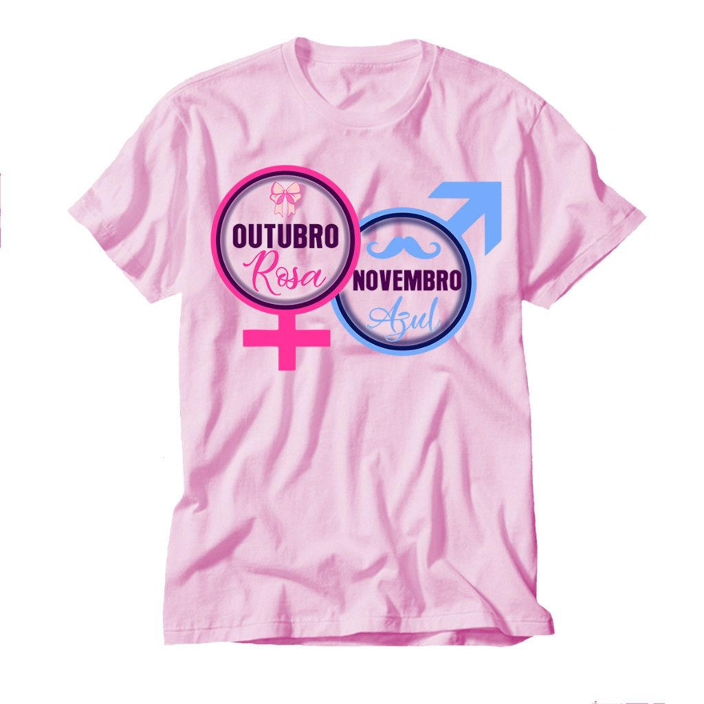 Camiseta outubro rosa novembro azul feminina masculina cor Rosa