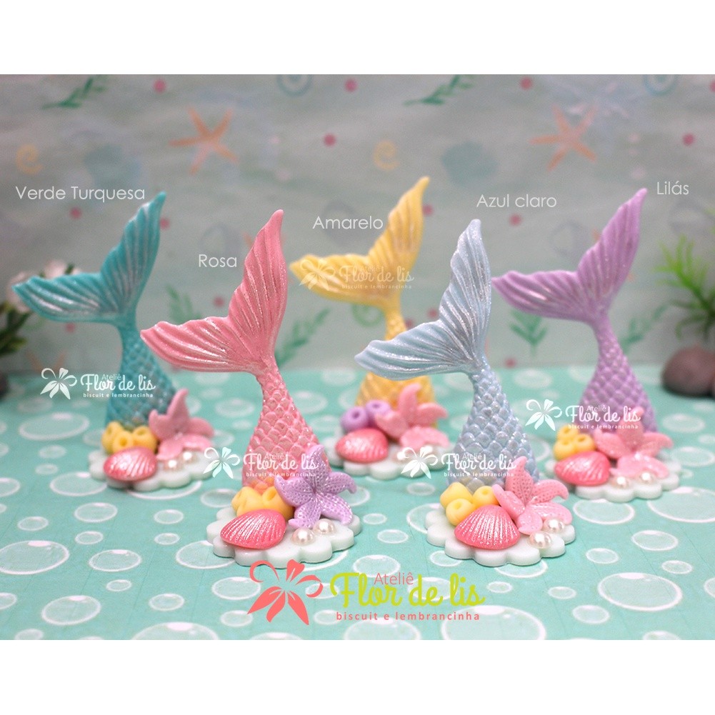 Cauda de Sereia com Base em Biscuit - 5 Peças em Oferta na Shopee