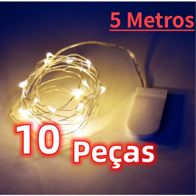 10 Peças Fio De Led 5 Metros Fada Segurança Leds Luzes Ano Novo Decoração Flor e Casa Promoção em Oferta na Shopee