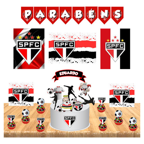 Kit São Paulo Futebol Spfc Aniversário Festa Só um Bolinho Personalizado Full Envio Rápido em Oferta na Shopee