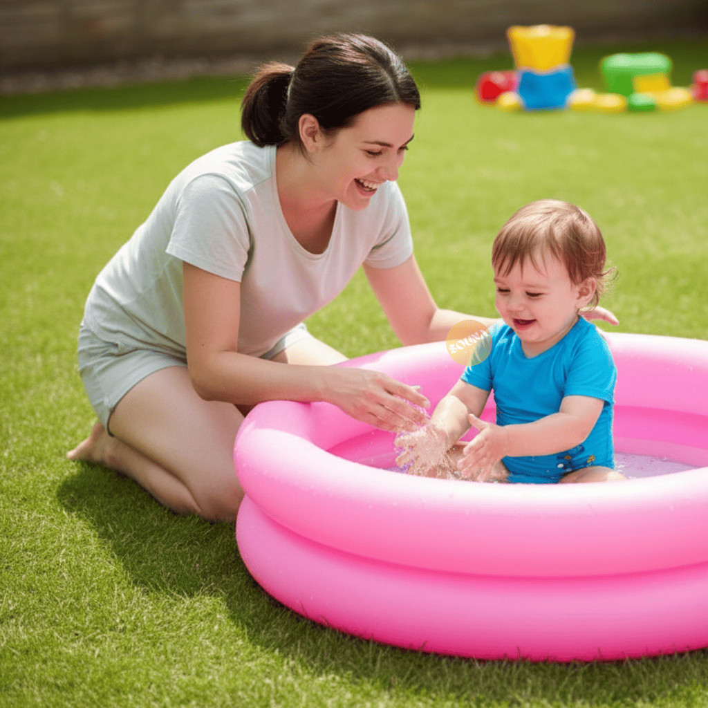 Piscina infantil Pequena 20 Litros Para Bebe Criança 2 Aneis inflável Praia Piscina Boia Verão · foto 2