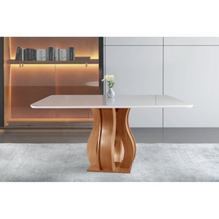 Mesa 8 Lugares Tampo Vidro/MDF Sala de Jantar 135x135cm Nuance Yescasa 8 em Oferta na Shopee