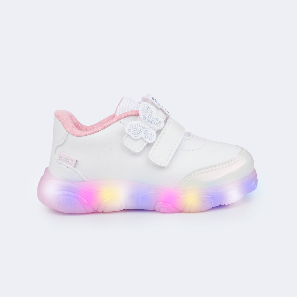Tênis de Led Infantil Luz Borboletas Brilho Strass Pampili em Oferta na Shopee