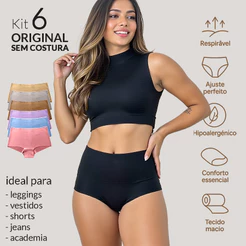Kit 6 Calcinha Box Sem Costura Corte a Laser Cueca Boxer Feminina Lingerie Não Marca
