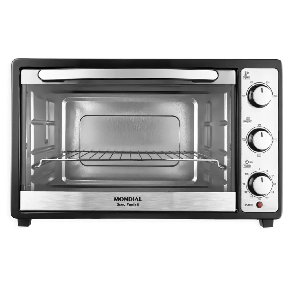FORNO ELÉTRICO 52L GRAND FAMILY II MONDIAL PRETO/INOX 1800W 60HZ em Oferta na Shopee