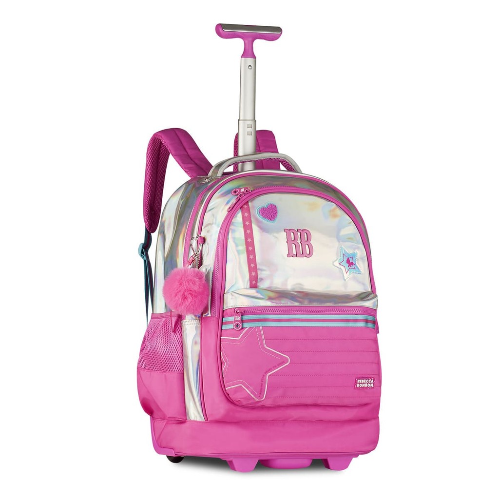 Mochila Carrinho Rebecca Bonbon Holográfica Bolsa Escolar