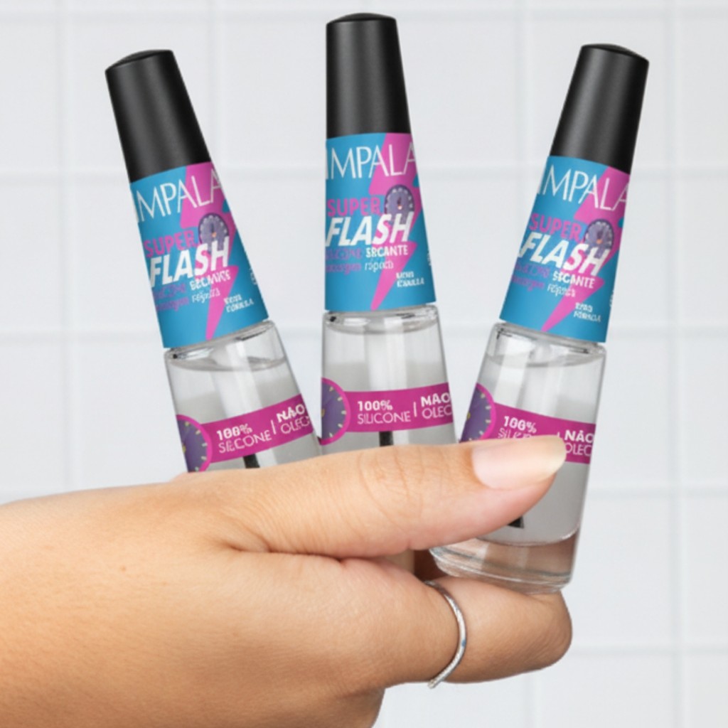 Detalhes do Kit 2 Esmalte Impala Base Super Flash Silicone Manicure