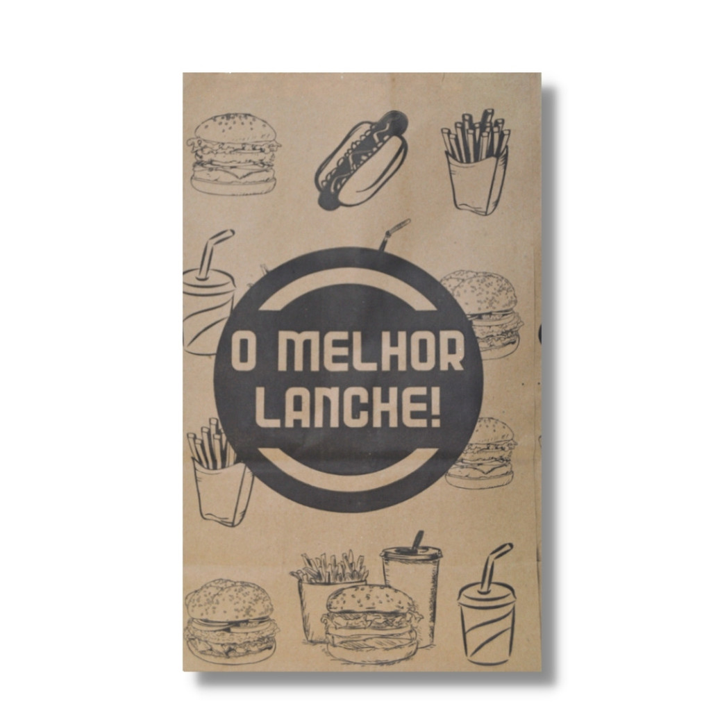 Kit C/2 Pcts. Saco Kraft Sos PP 3Kg 12X9X36Cm C/100 Un Timbrado Embalagem Papel Padaria Confeitaria