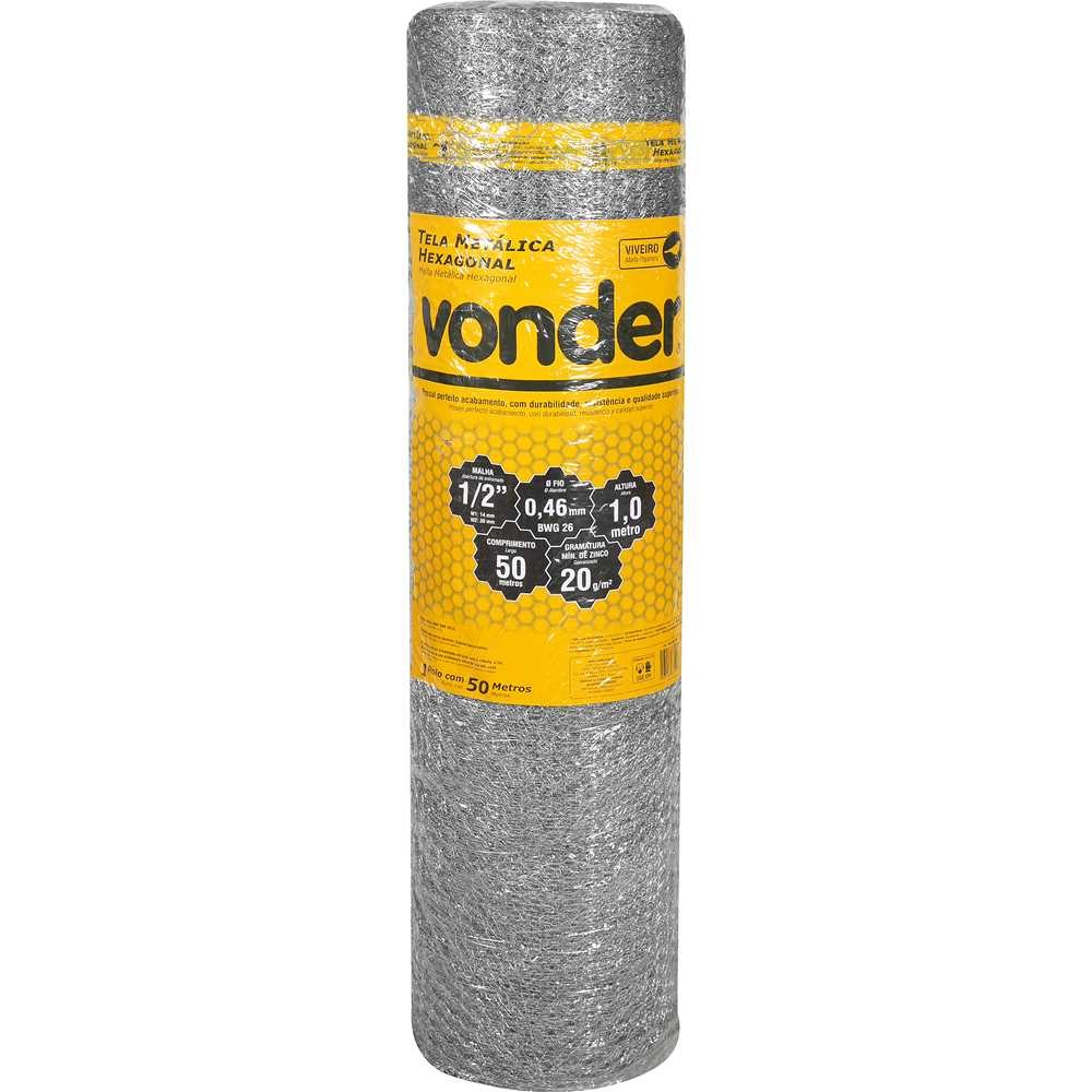 Tela Metálica Hexagonal Malha 1/2" 26 BWG 1,0 x 50m Vonder em Oferta na Shopee