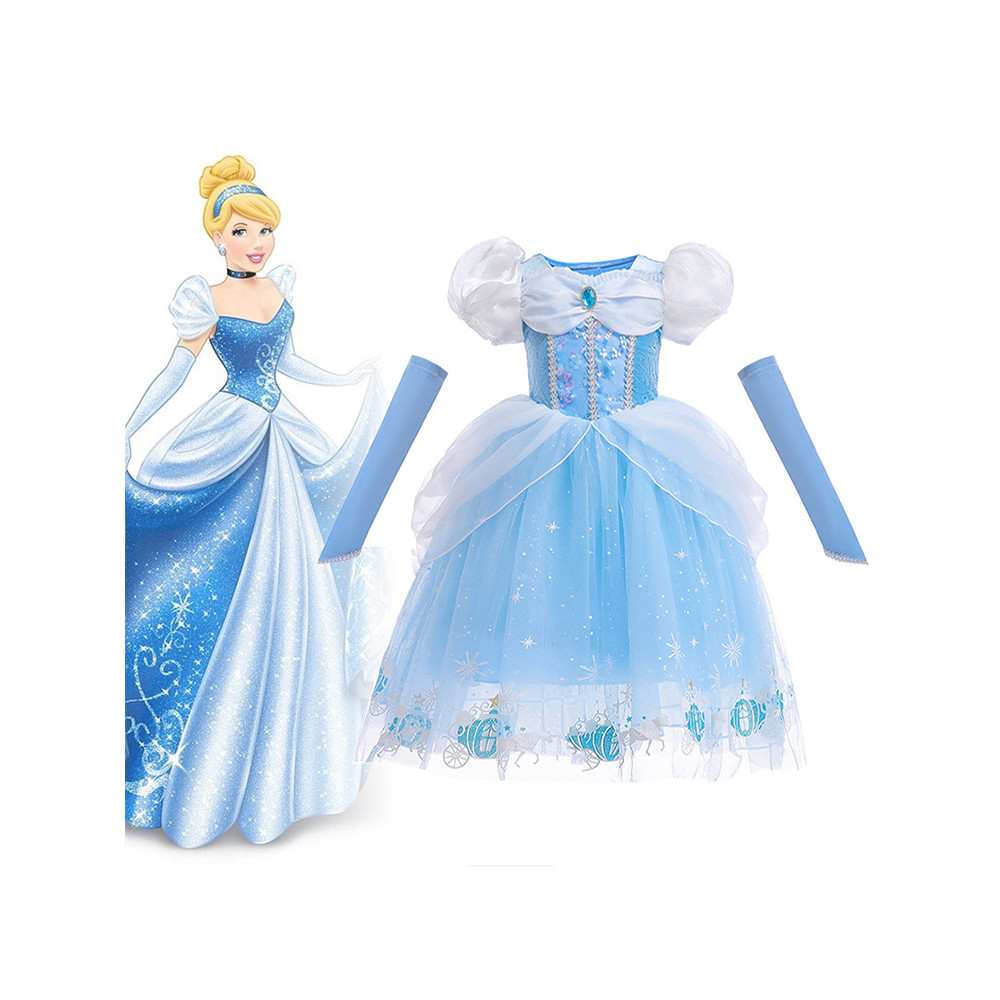 Meninas Elsa vestido de princesa vestido de verão novo estilo cinderela cinderela vestido de desempenho dia das crianças