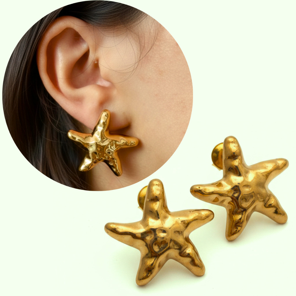 Brinco Estrela Do Mar Banhado A Ouro Feminino