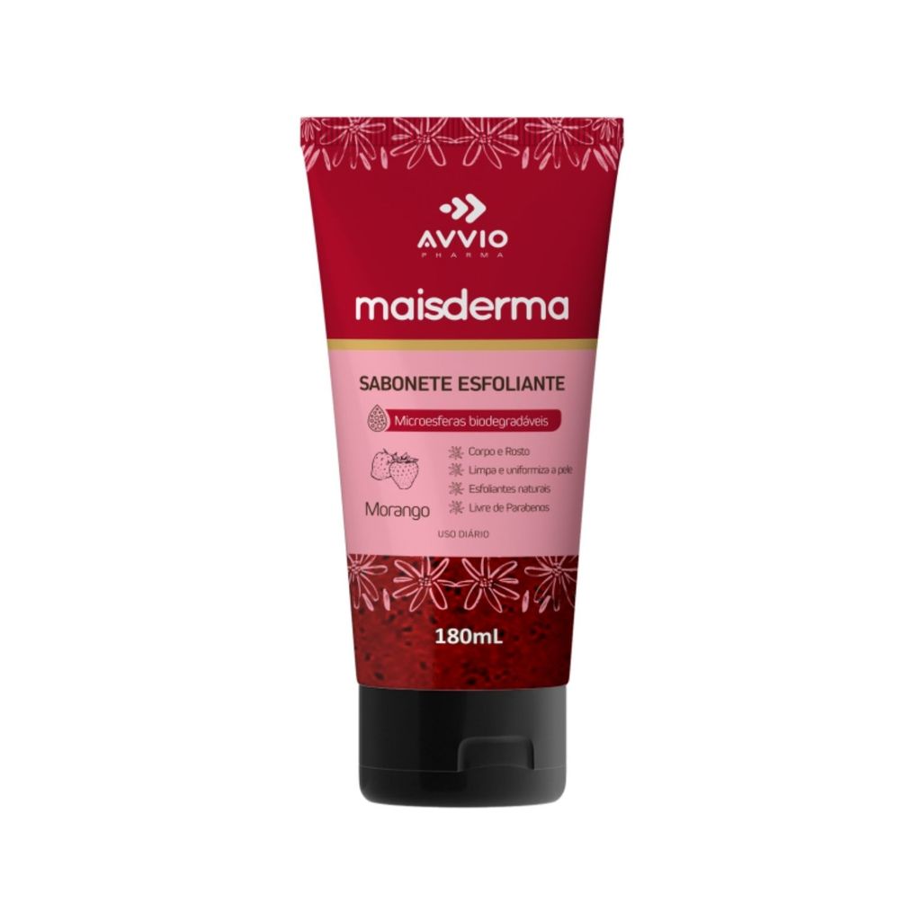 Sabonete Líquido Esfoliante Maisderma Morango 180ml - Avvio Pharma