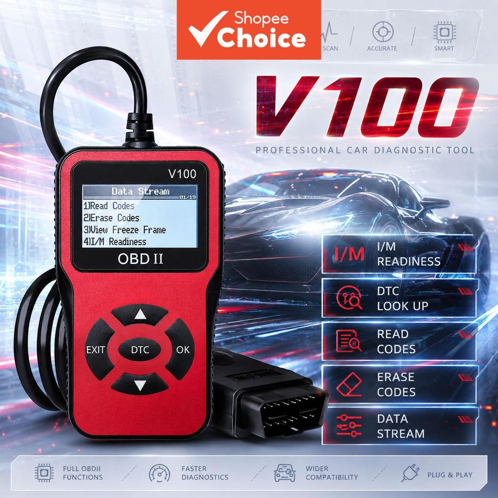 Scanner Automotivo OBD2 Leitor de Códigos de Falha Ferramenta de Diagnóstico Profissional do Motor V100