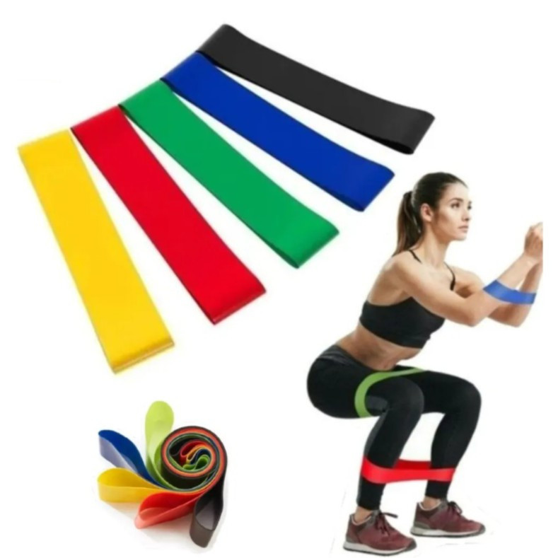 Kit 5 Faixas Elásticas Mini-Band para Pilates