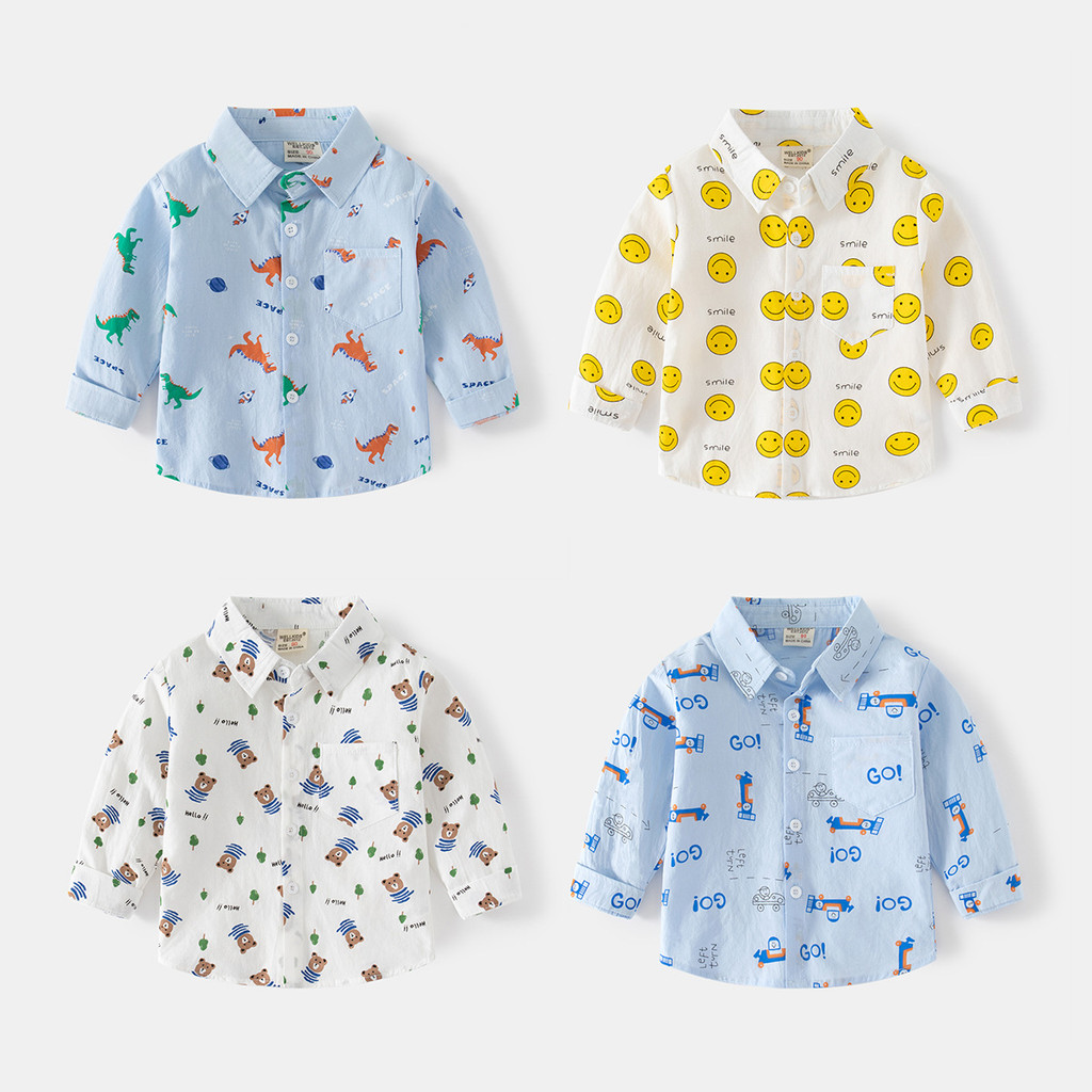 Crianças camisa de manga comprida primavera outono novo produto fresco dos desenhos animados menino impressão completa l