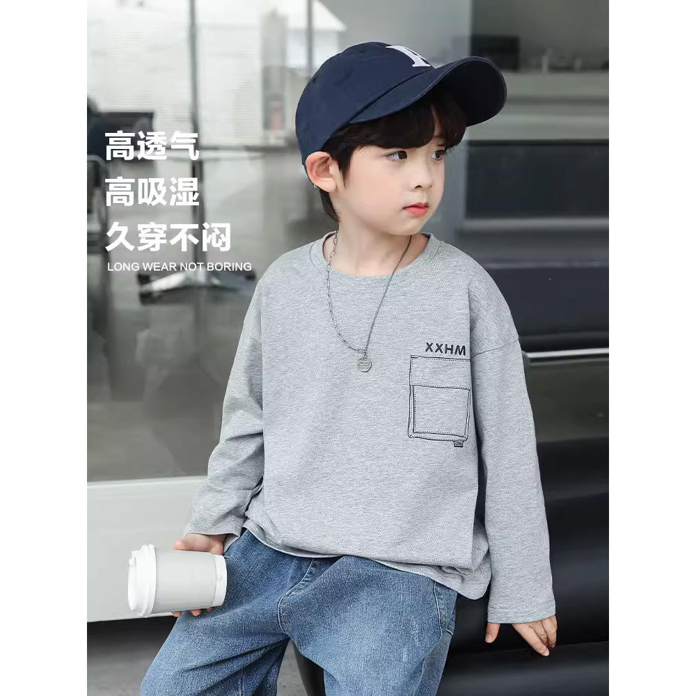 Crianças crianças roupas meninos crianças de manga comprida camiseta meninos novo estilo início do outono puro algodão e