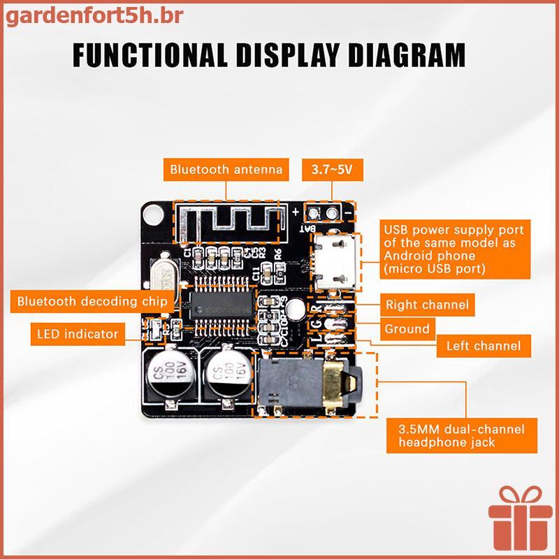 GARDE 1PC DIY BT Placa Receptora De Áudio 4.1/5.0 MP3 Decodificadora Sem Perdas Módulo De Música Estéreo Fio DC3.7-5V ,