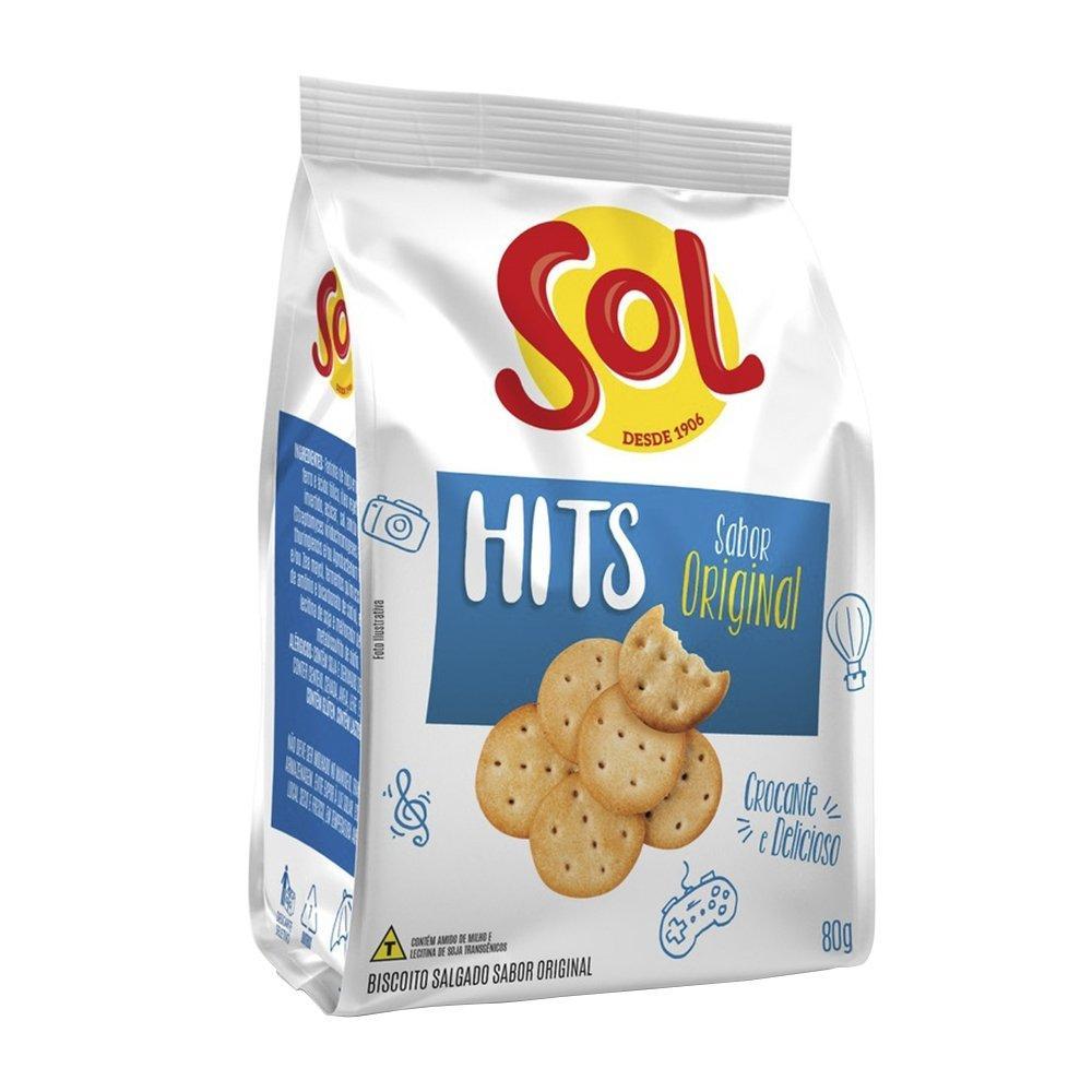 Biscoito Salgadinho Hits Sol 80g - Embalagem c/ 24 Unidades