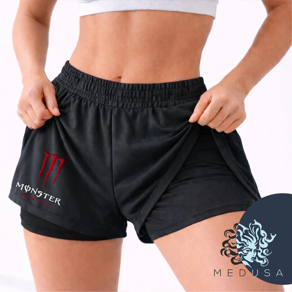 Short Feminino Compressao 2 em 1 MNST 06 Corrida Treino Academia Crossfit